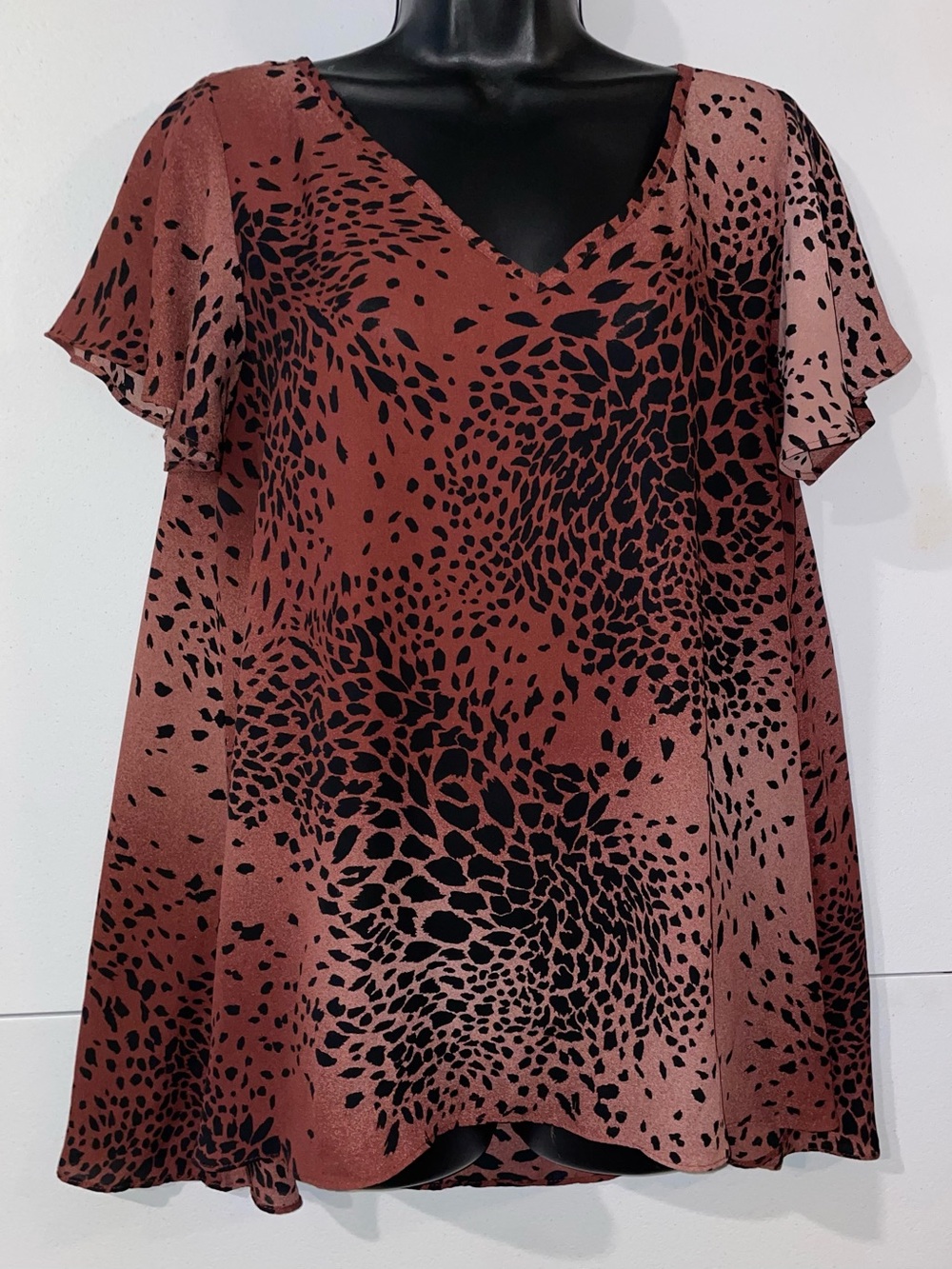 Buddy Love Rust/Brown and Black Abstract Spot Blouse